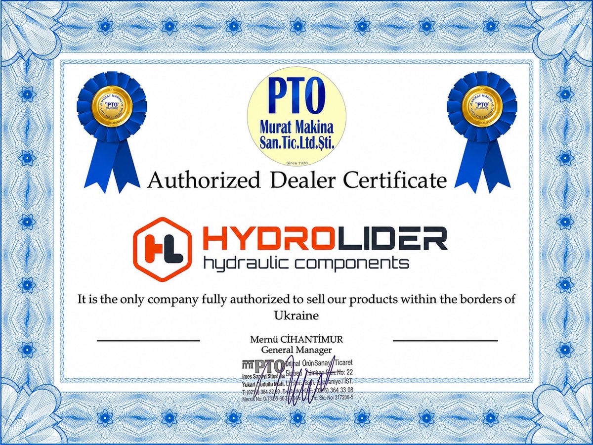 Certificat de dealer autorizat Hydrolider