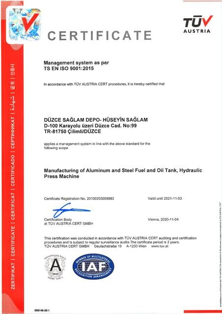 Certificat TÜV Austria ISO 9001:2015
