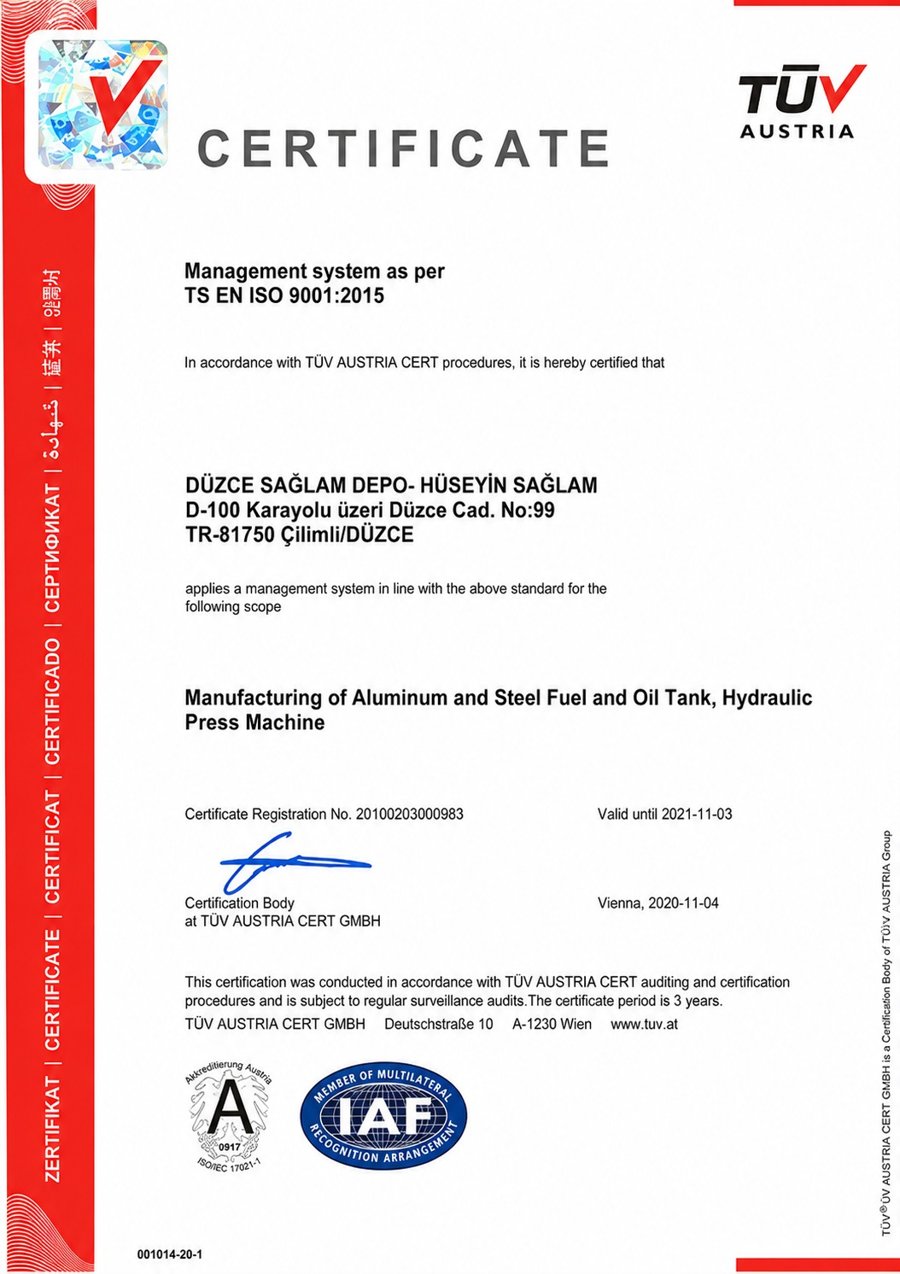 Certificat TÜV Austria ISO 9001:2015